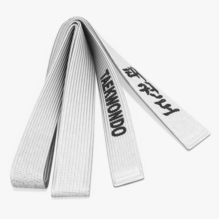 White Taekwondo Belt Obi 3D model