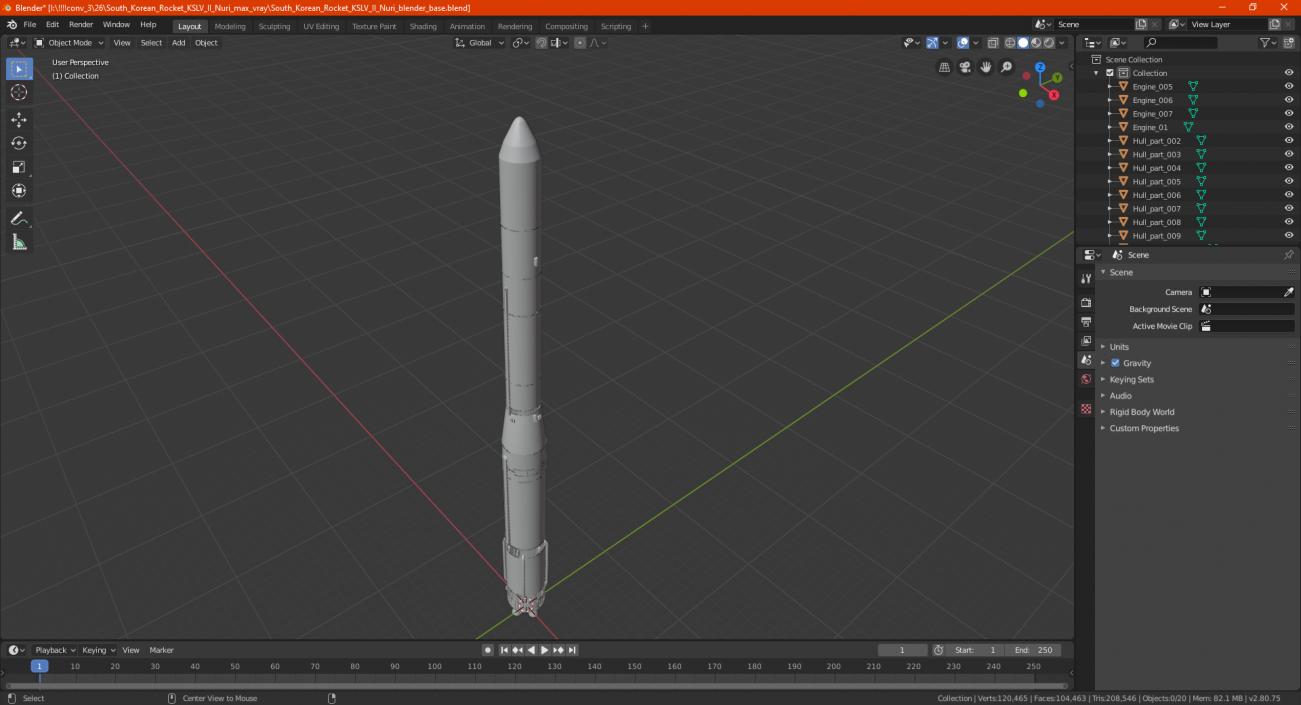 South Korean Rocket KSLV II Nuri 3D