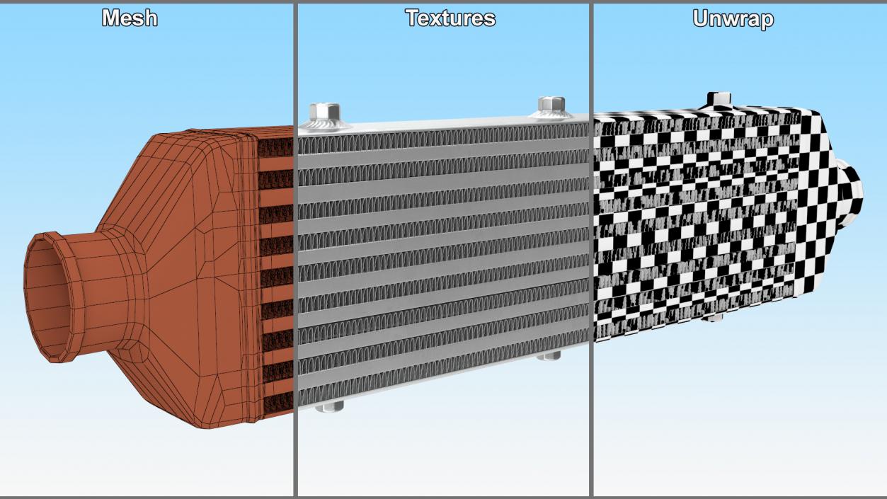 3D Mishimoto Car Intercooler Two Sided Pipes