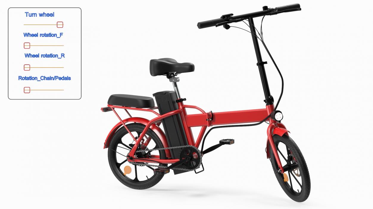 Foldable E-Bicycle Red Rigged 3D model