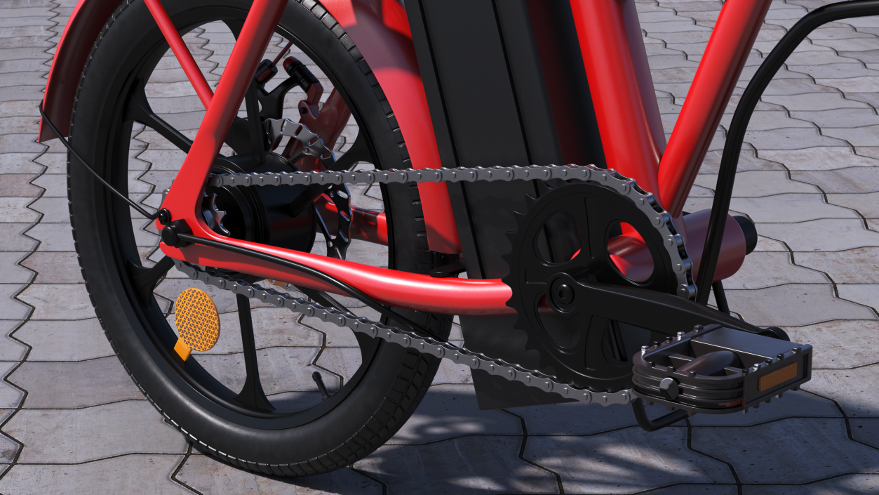 Foldable E-Bicycle Red Rigged 3D model