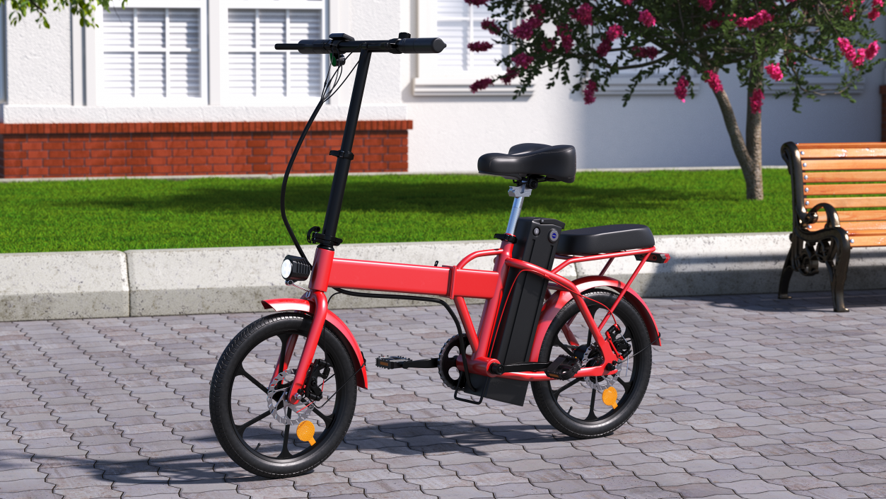 Foldable E-Bicycle Red Rigged 3D model