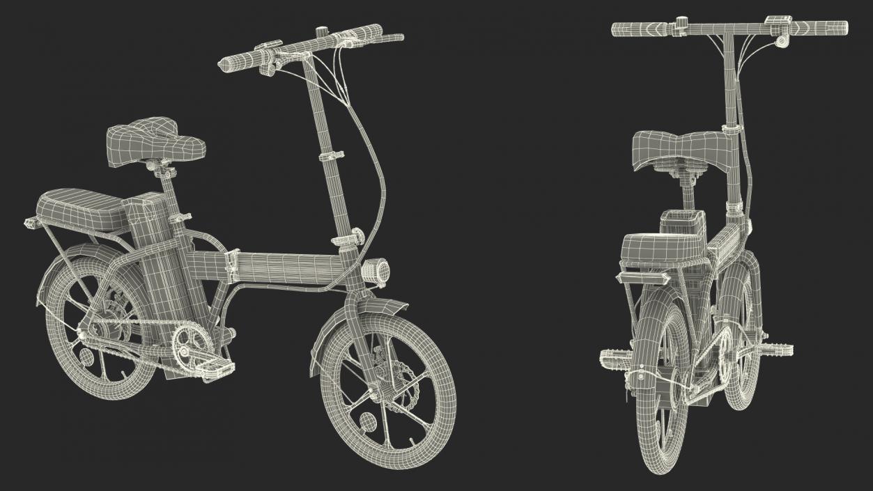 Foldable E-Bicycle Red Rigged 3D model