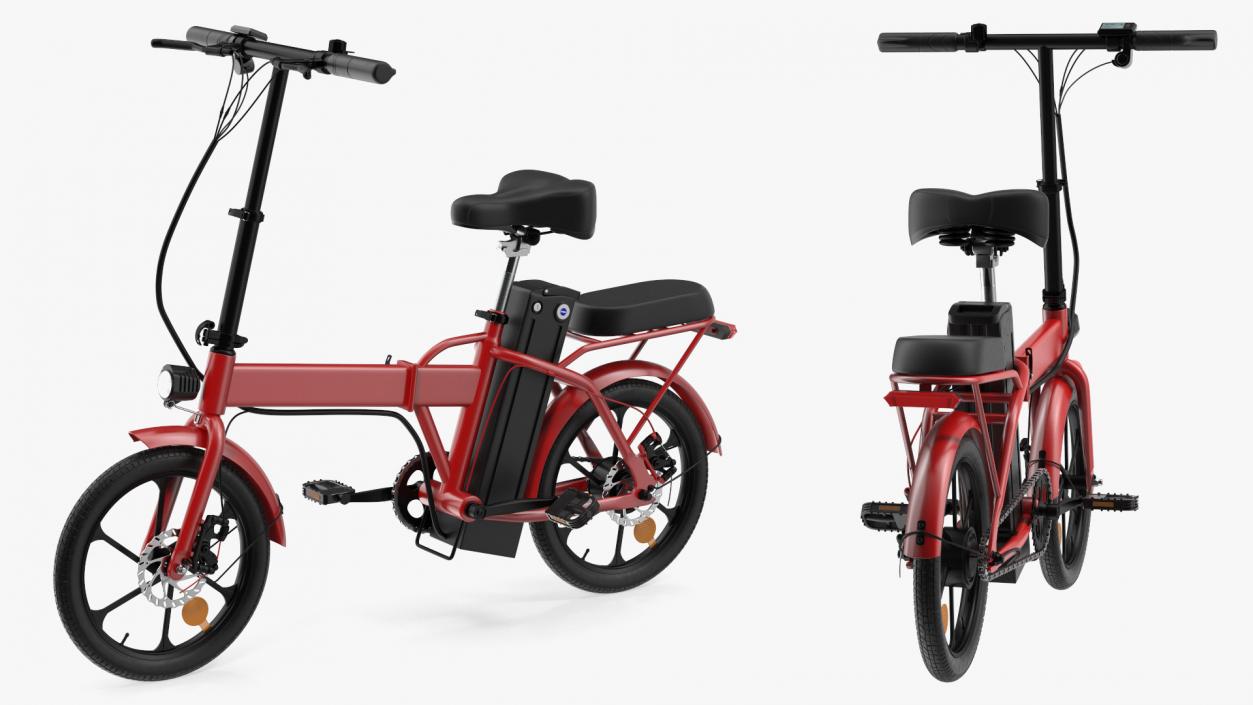 Foldable E-Bicycle Red Rigged 3D model