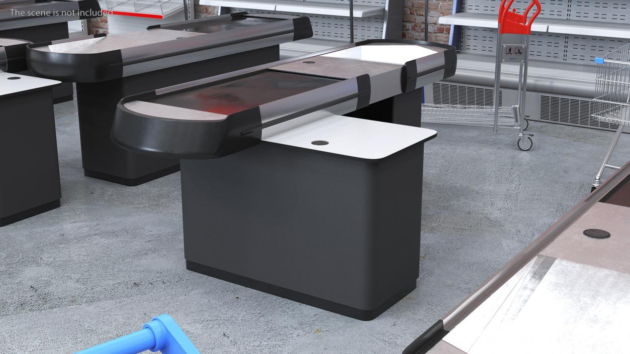 Ergonomic Small Checkout Counter Grey Rigged 3D model