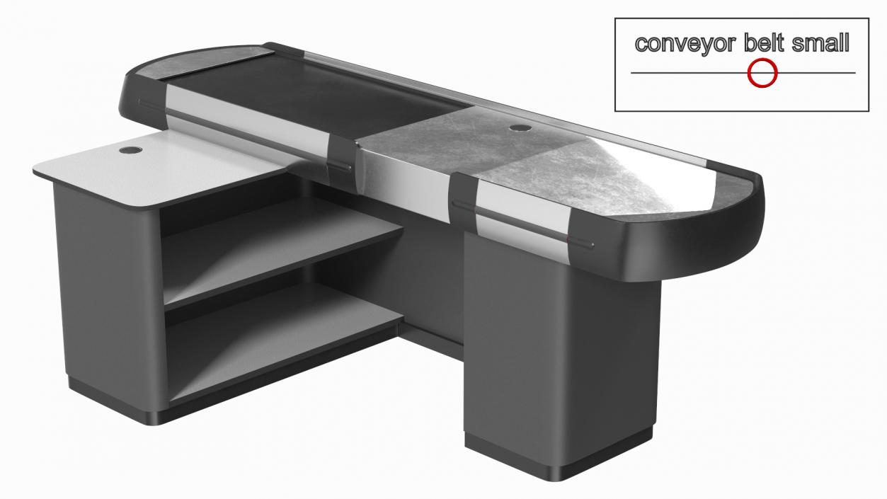 Ergonomic Small Checkout Counter Grey Rigged 3D model