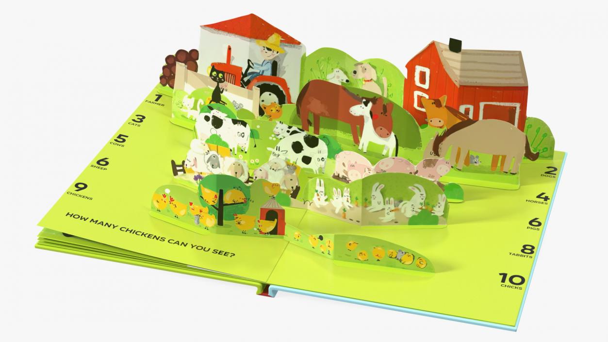 3D Open Children Pop Up Book About Farm