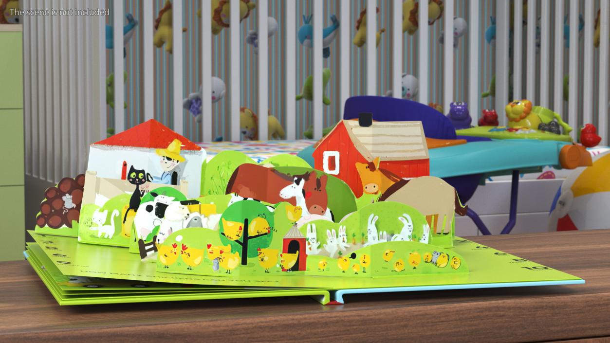 3D Open Children Pop Up Book About Farm