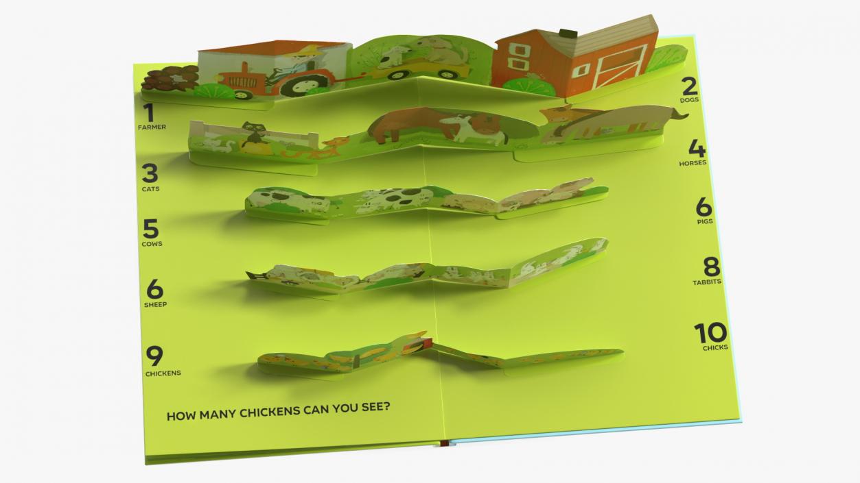 3D Open Children Pop Up Book About Farm