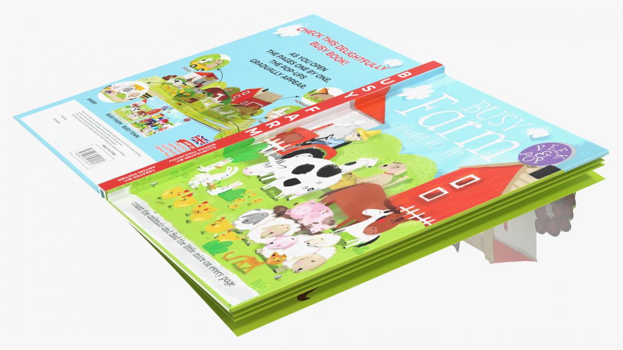 3D Open Children Pop Up Book About Farm