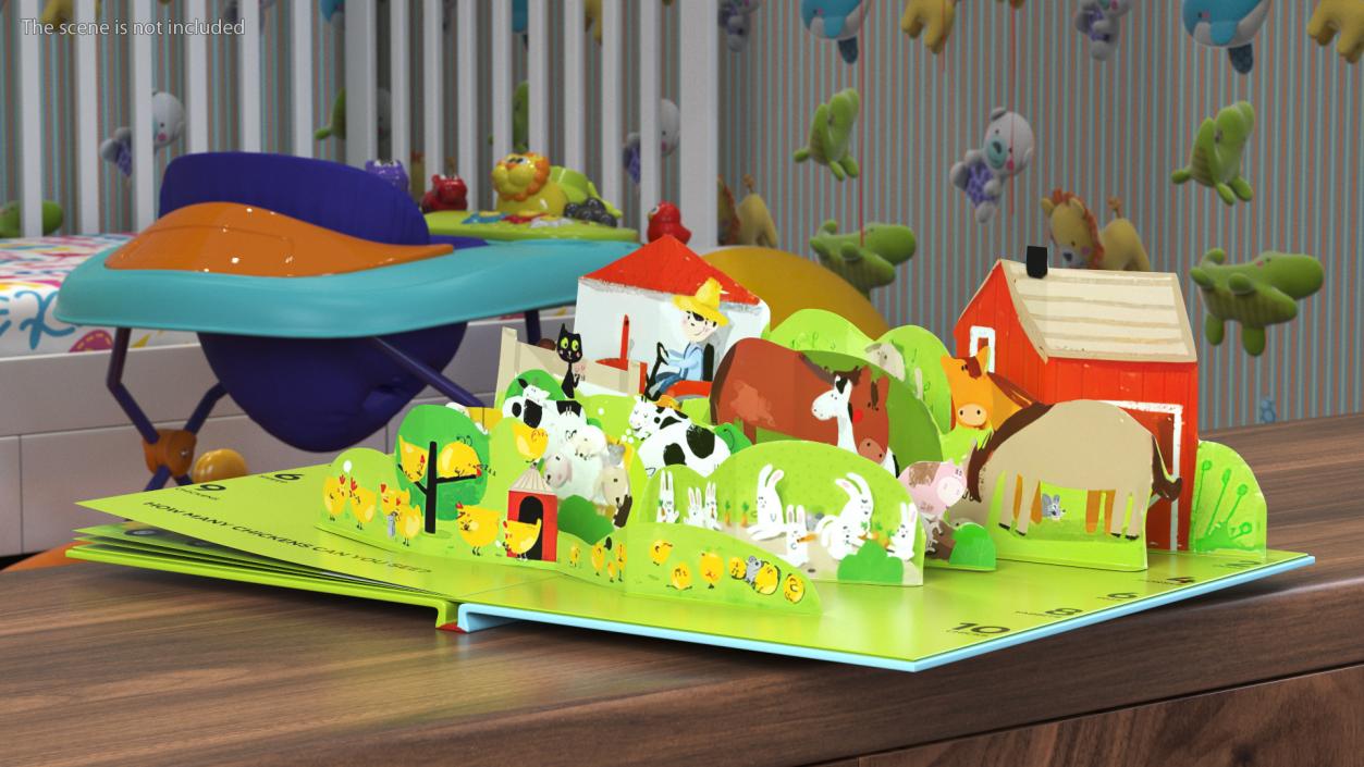 3D Open Children Pop Up Book About Farm