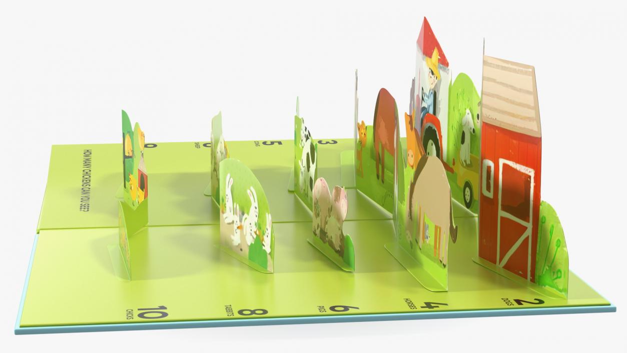 3D Open Children Pop Up Book About Farm