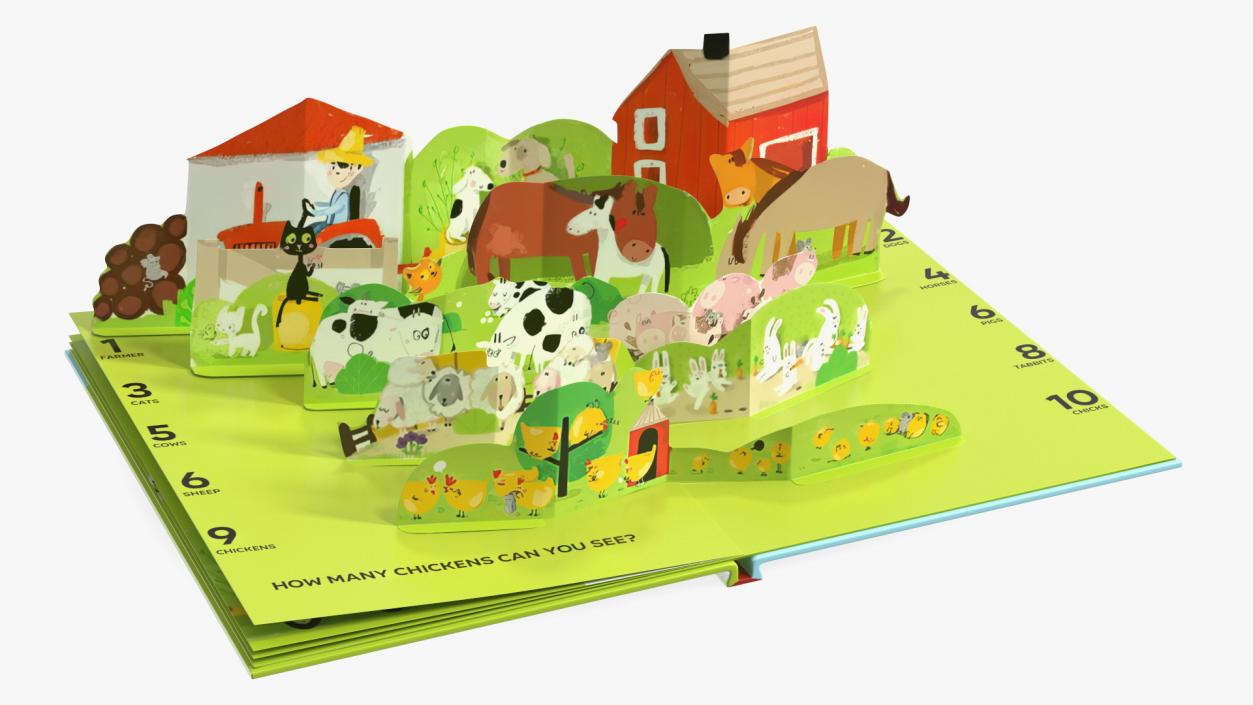 3D Open Children Pop Up Book About Farm