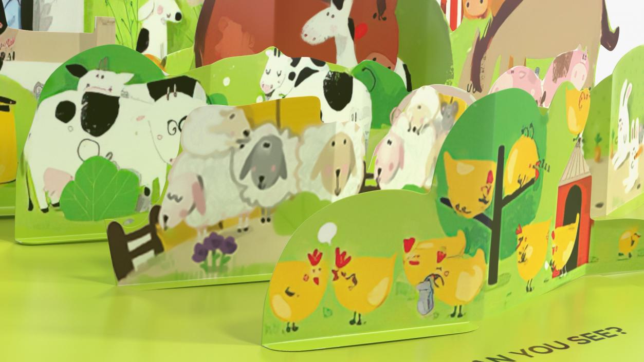 3D Open Children Pop Up Book About Farm