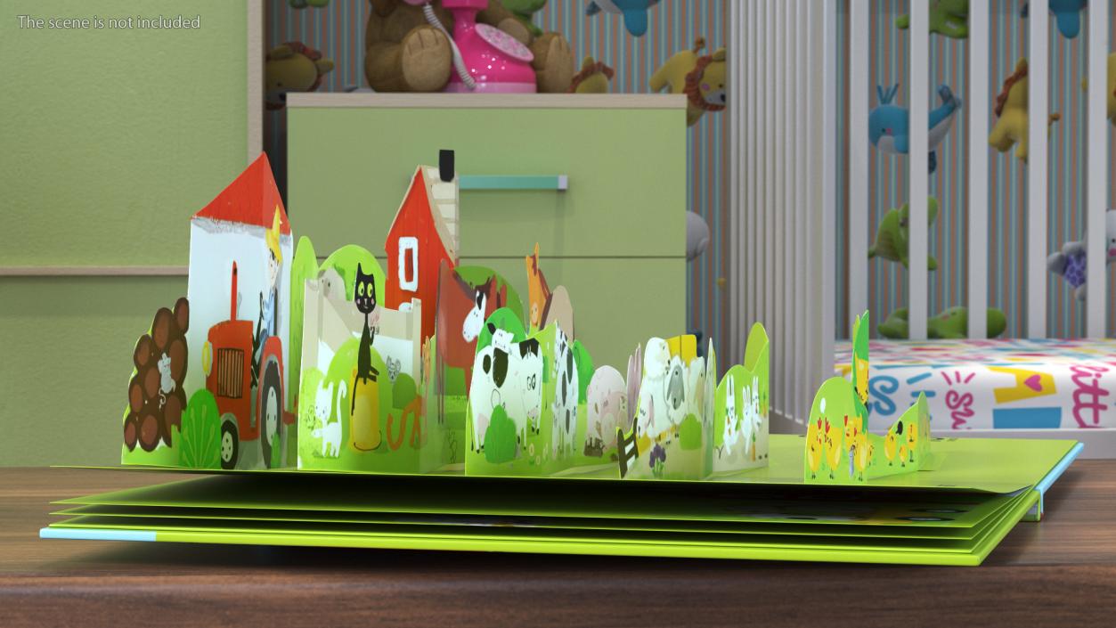 3D Open Children Pop Up Book About Farm