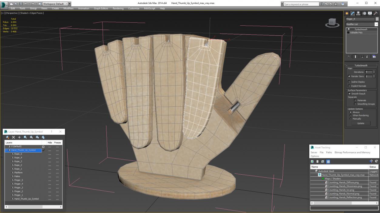 3D model Hand Thumb Up Symbol