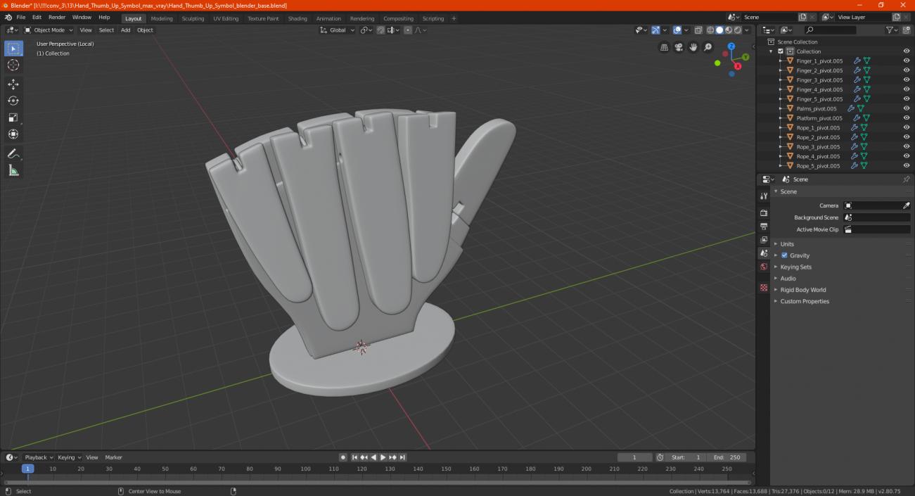 3D model Hand Thumb Up Symbol