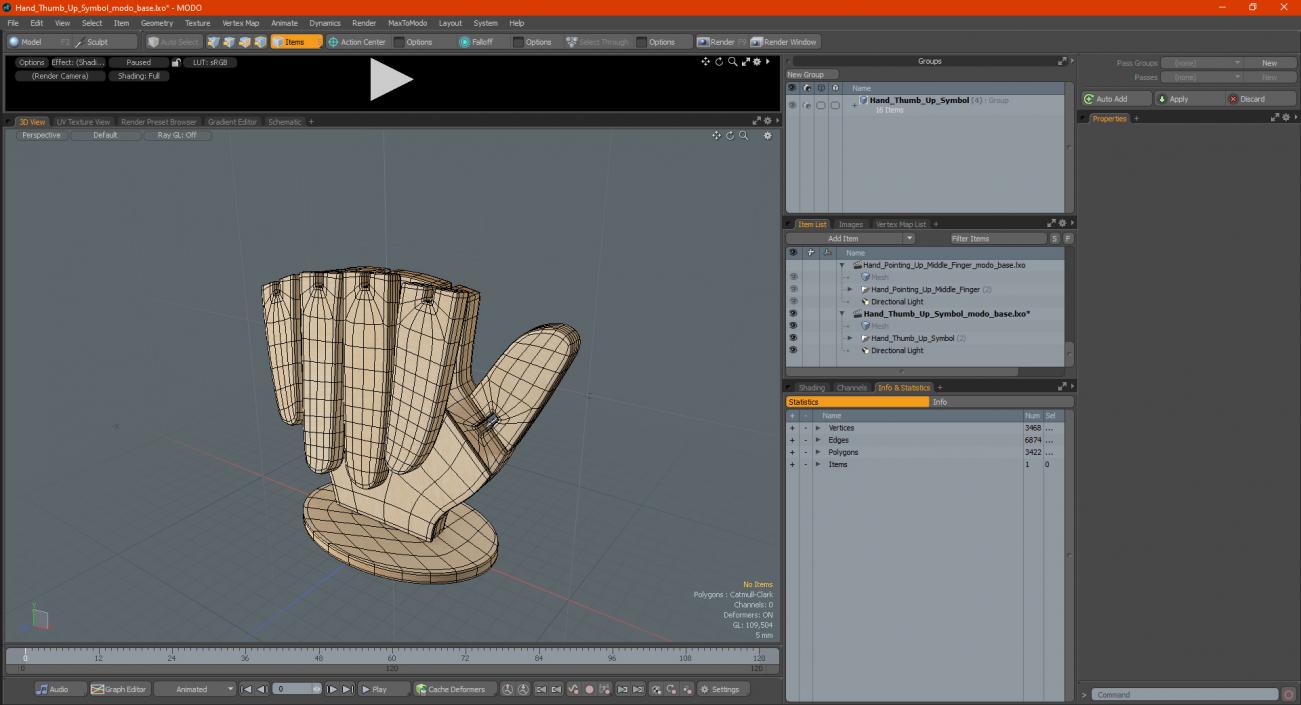 3D model Hand Thumb Up Symbol