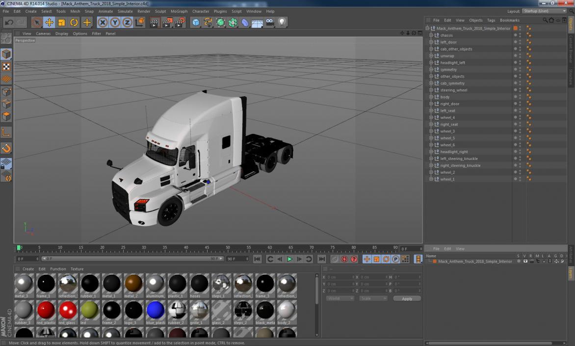 3D Mack Anthem Truck 2018 Simple Interior model