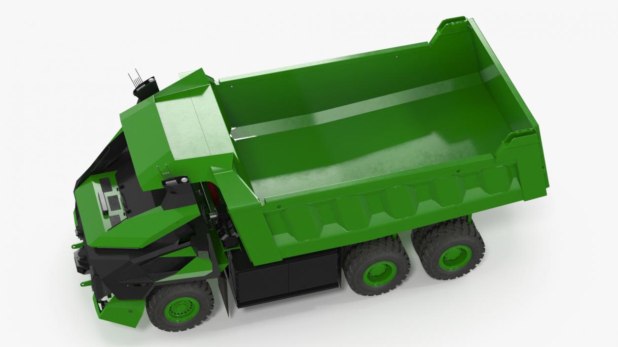 3D model Electric Autonomous Mining Truck Green Rigged