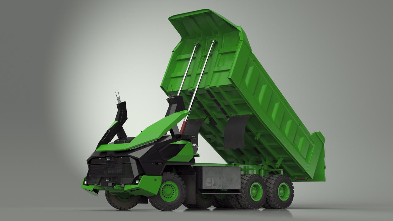 3D model Electric Autonomous Mining Truck Green Rigged