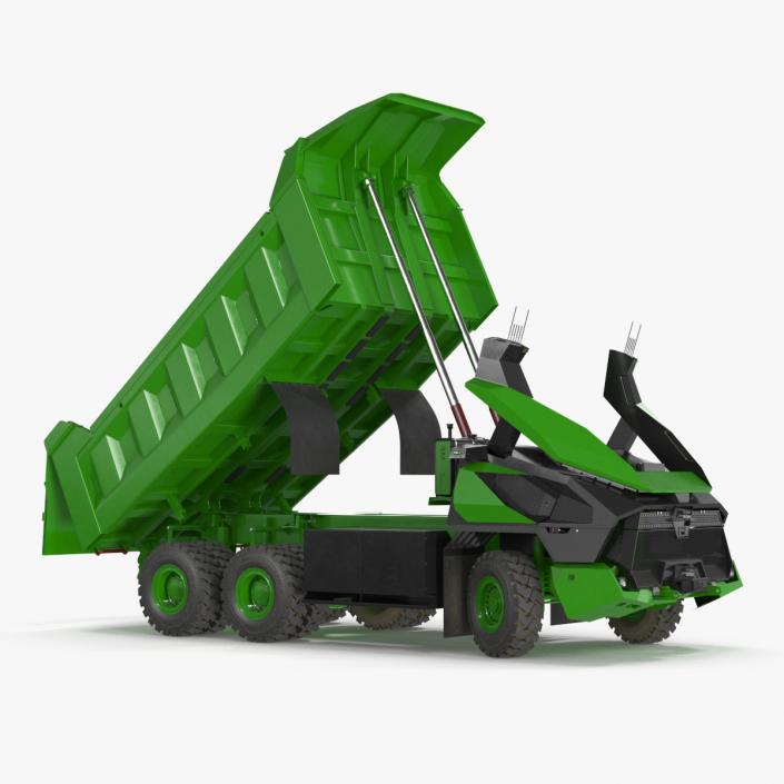 3D model Electric Autonomous Mining Truck Green Rigged