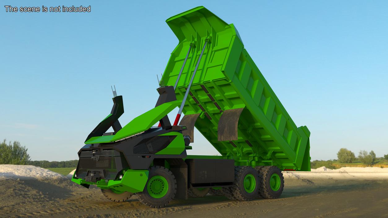 3D model Electric Autonomous Mining Truck Green Rigged