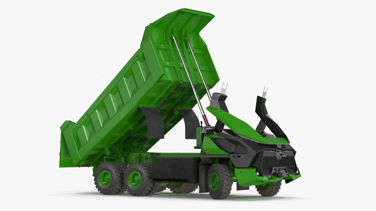 3D model Electric Autonomous Mining Truck Green Rigged