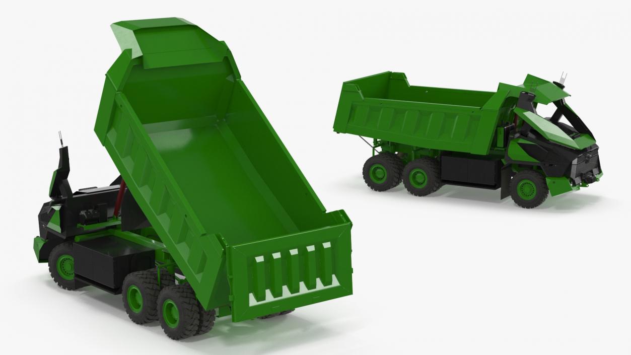 3D model Electric Autonomous Mining Truck Green Rigged