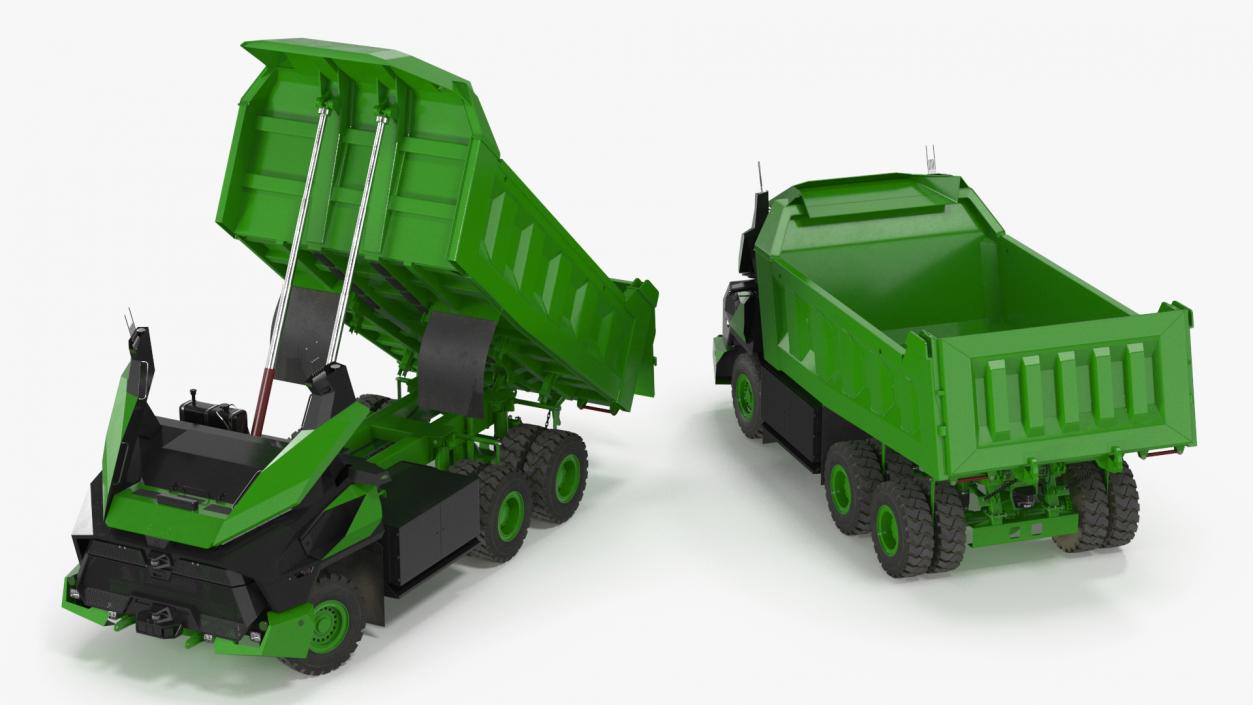 3D model Electric Autonomous Mining Truck Green Rigged