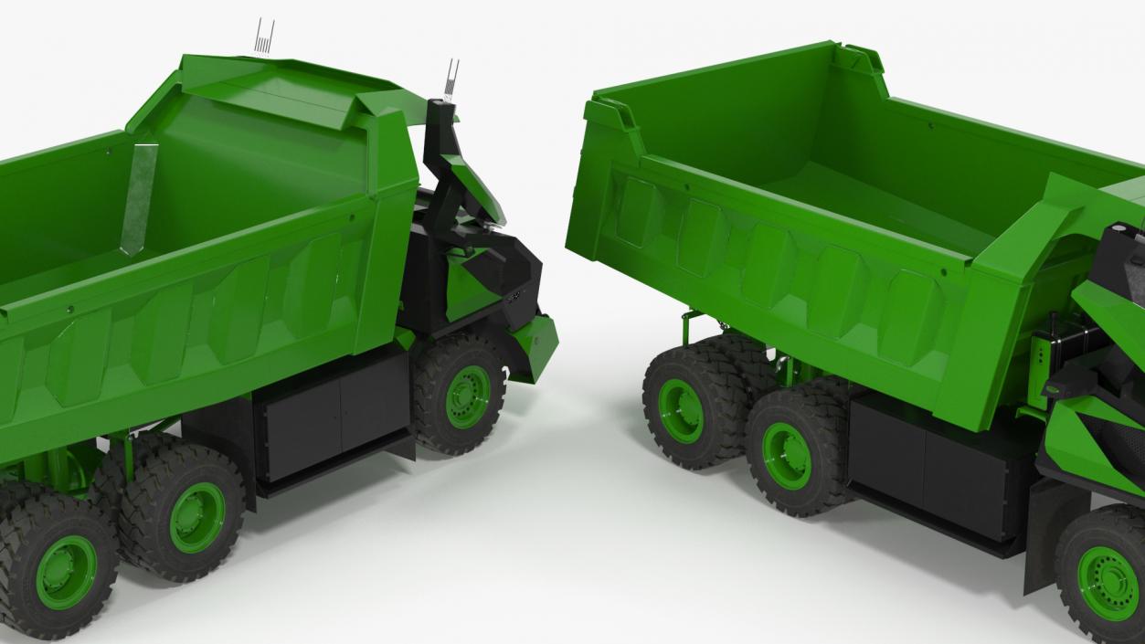 3D model Electric Autonomous Mining Truck Green Rigged