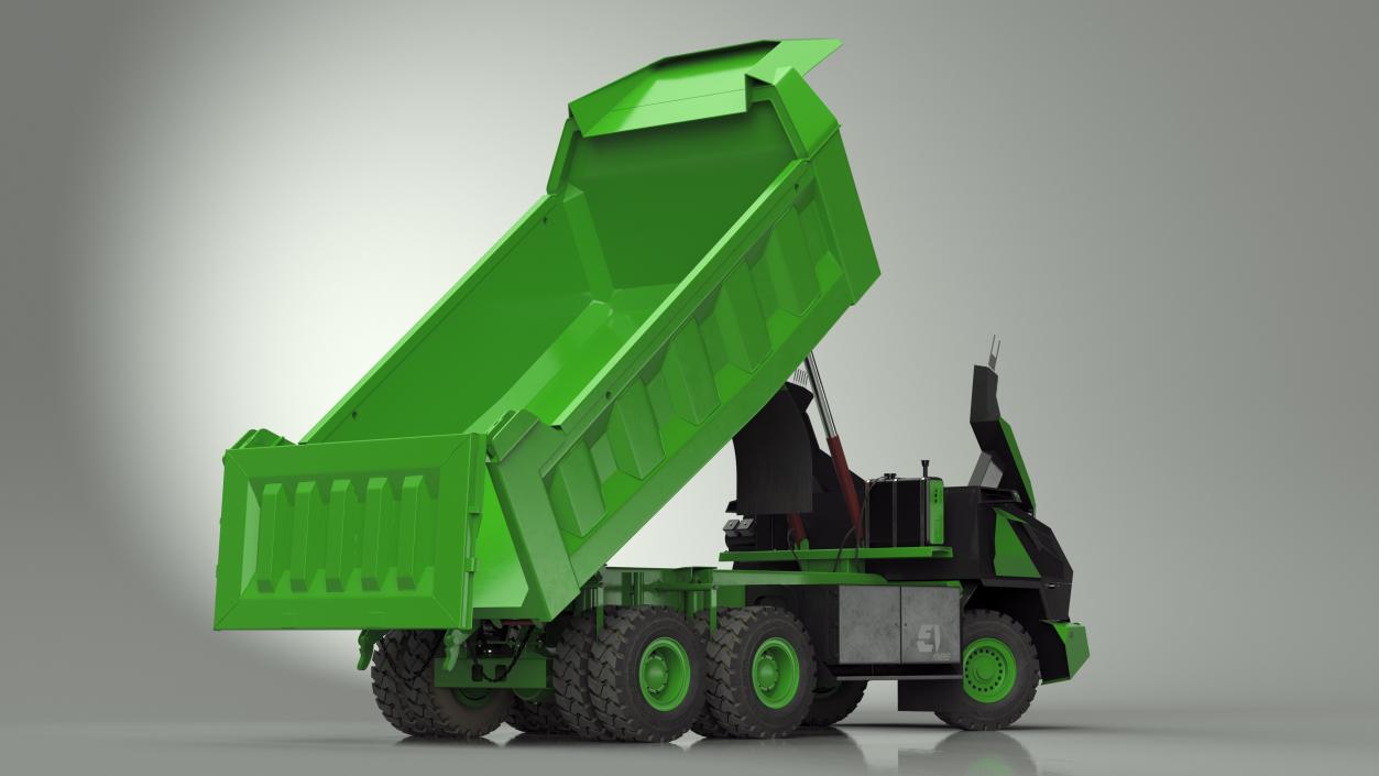 3D model Electric Autonomous Mining Truck Green Rigged