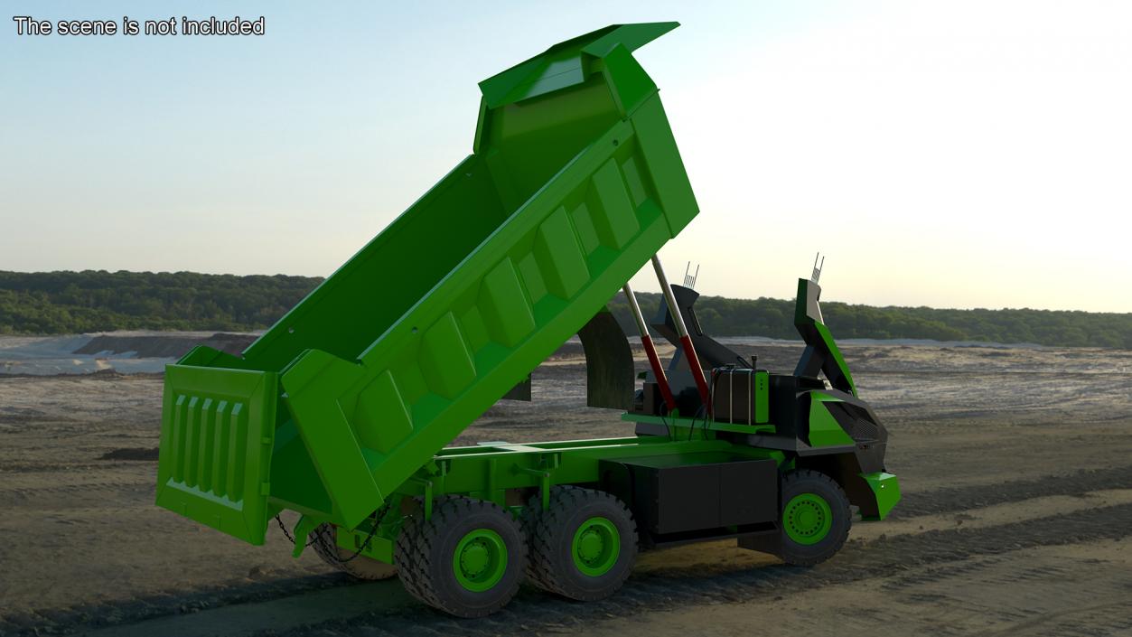 3D model Electric Autonomous Mining Truck Green Rigged