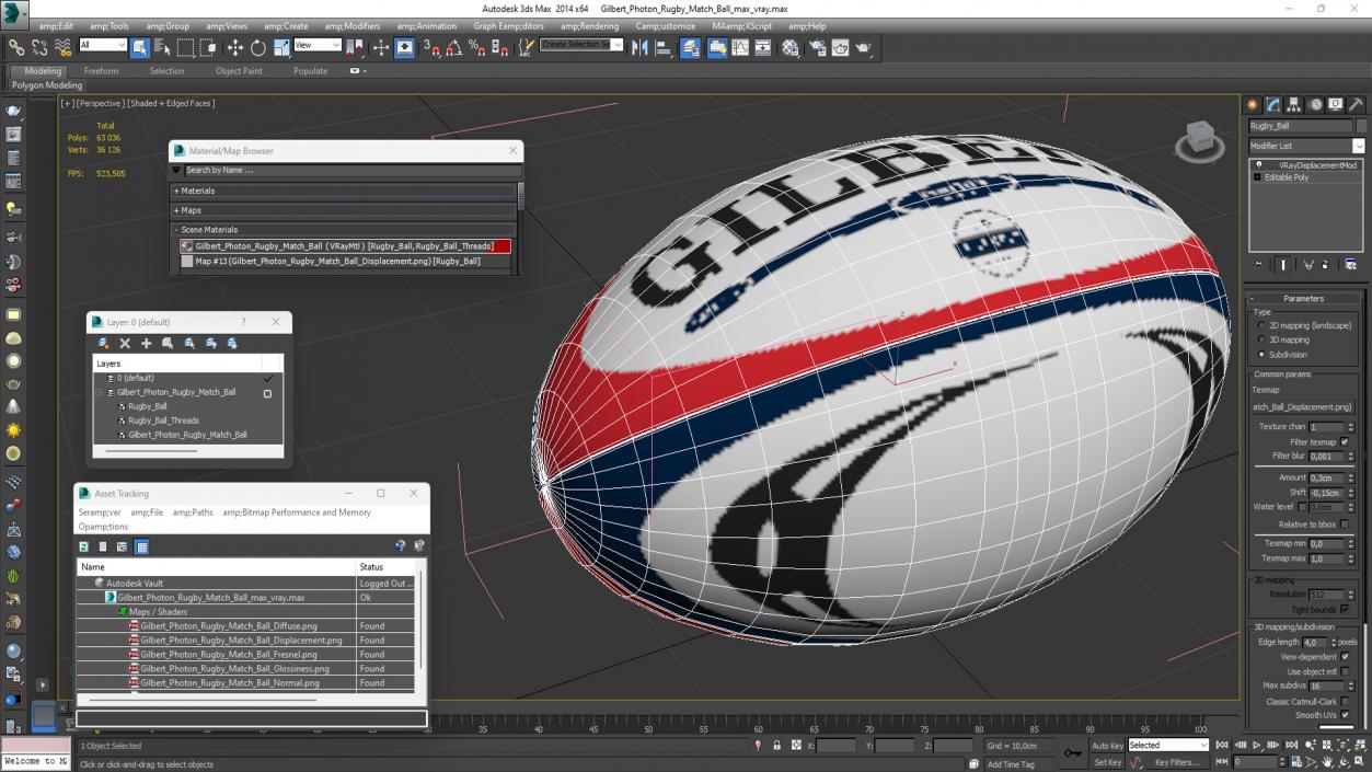 3D Gilbert Photon Rugby Match Ball