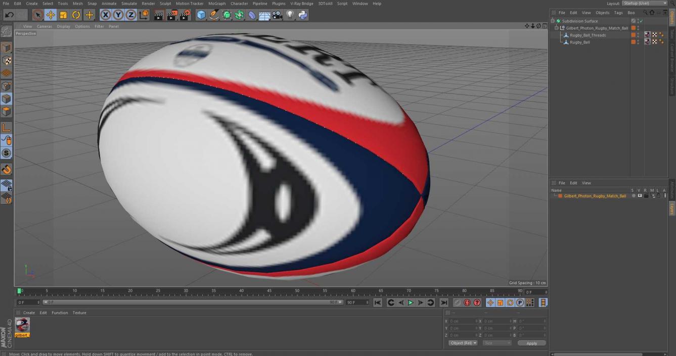 3D Gilbert Photon Rugby Match Ball