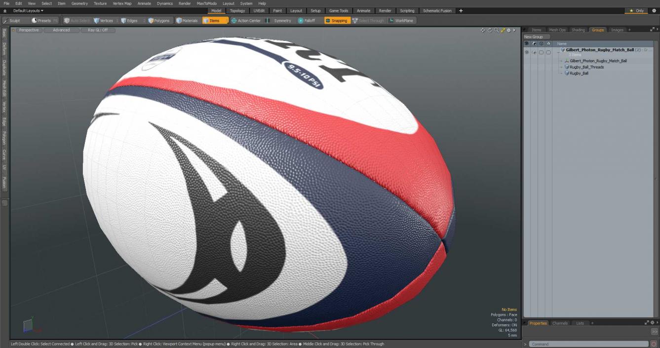 3D Gilbert Photon Rugby Match Ball