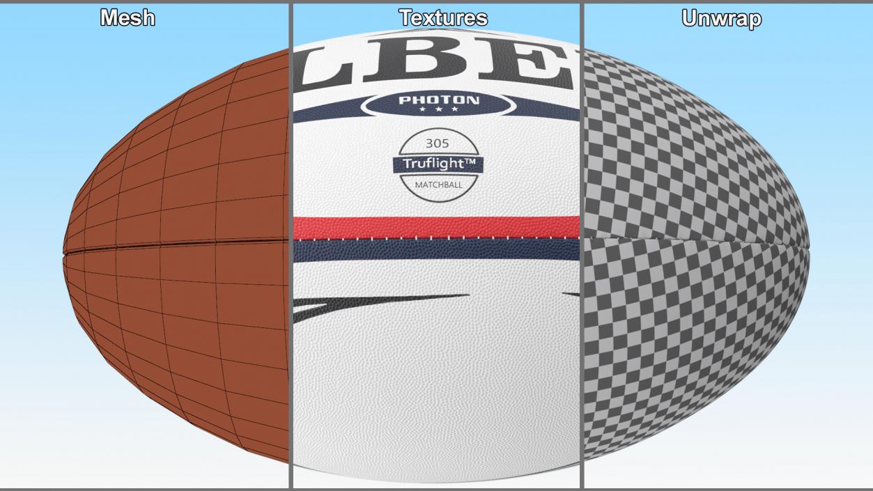 3D Gilbert Photon Rugby Match Ball