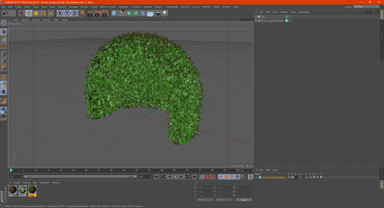 3D Green Gazebo Shrub model