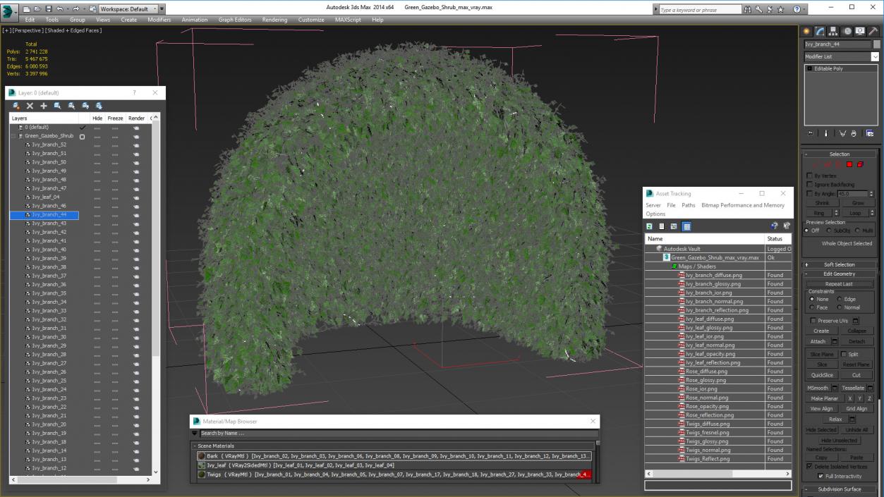 3D Green Gazebo Shrub model