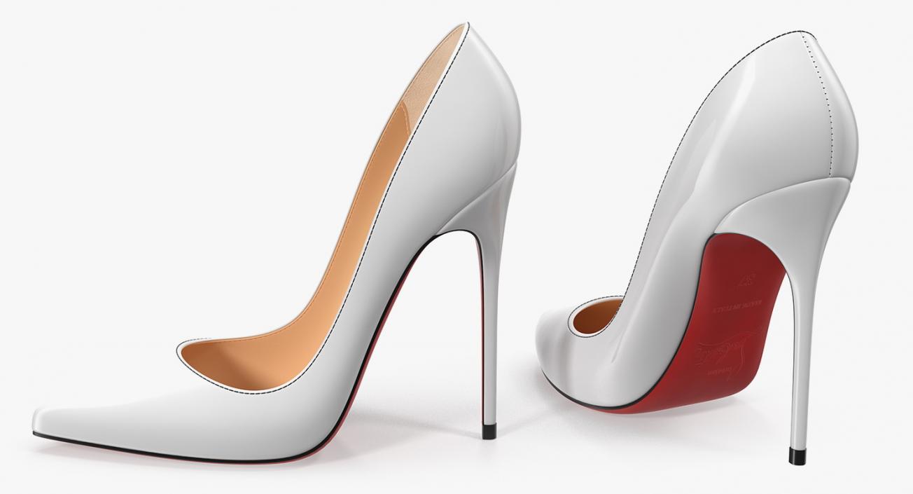 3D White Pumps