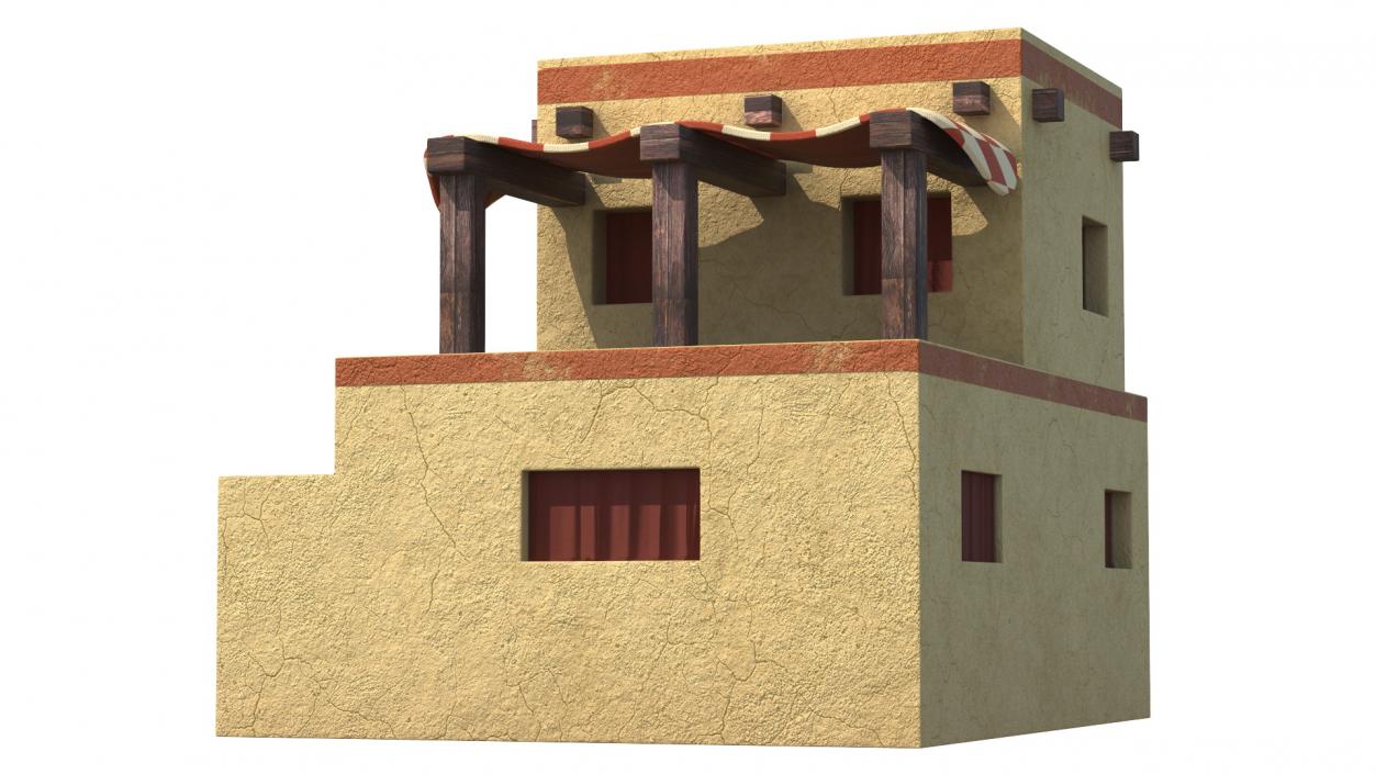 3D model Realistic Arabian House Building with Terrace