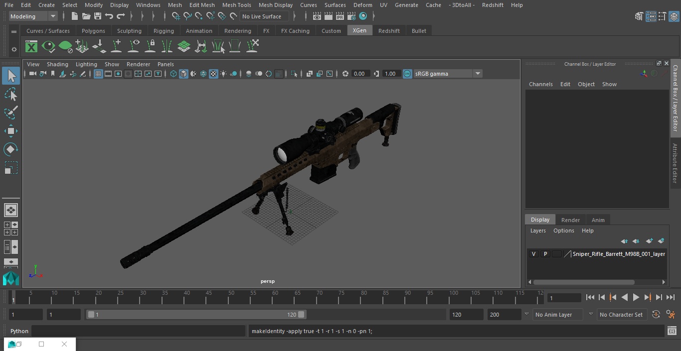 3D model Sniper Rifle Barrett M98B