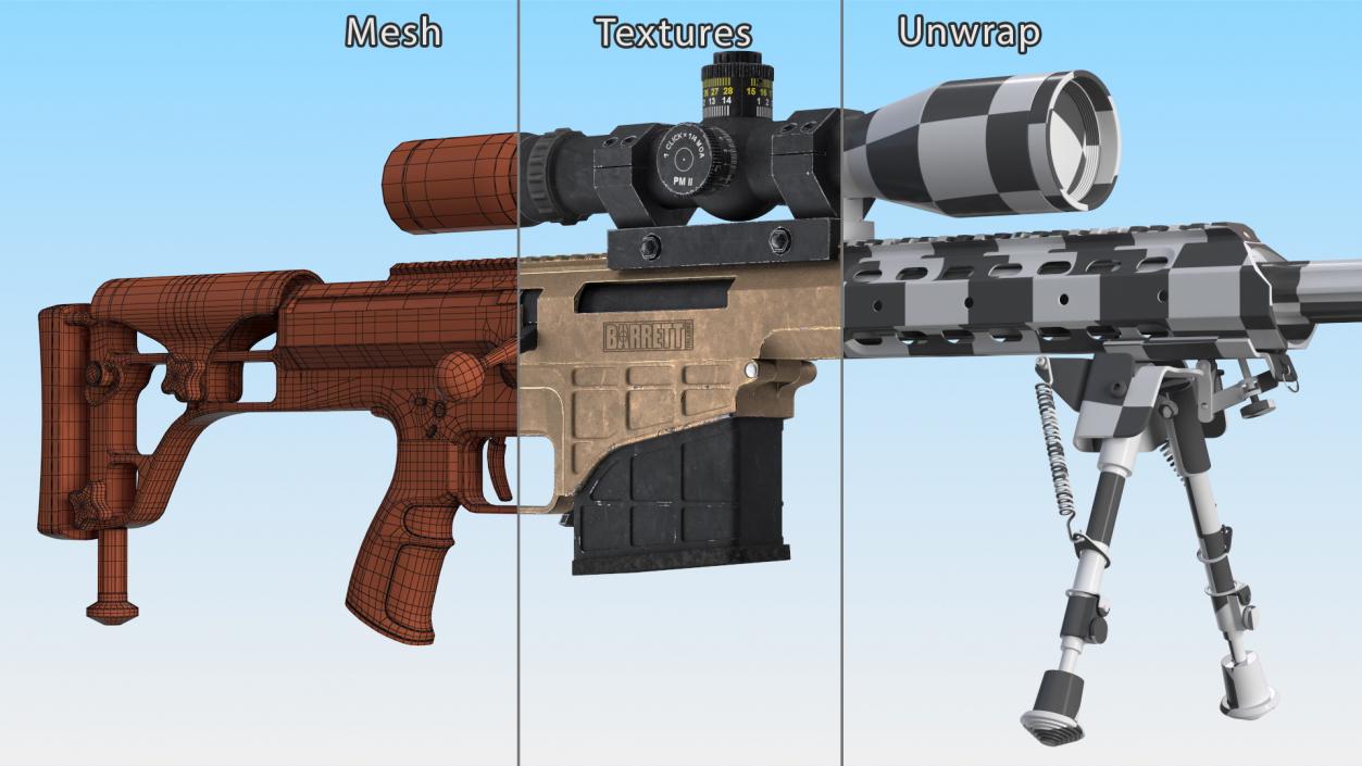 3D model Sniper Rifle Barrett M98B