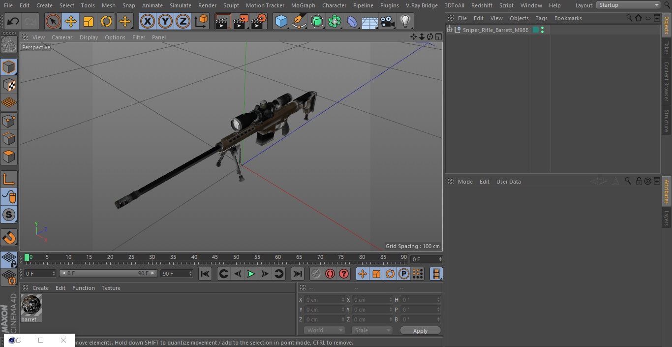 3D model Sniper Rifle Barrett M98B