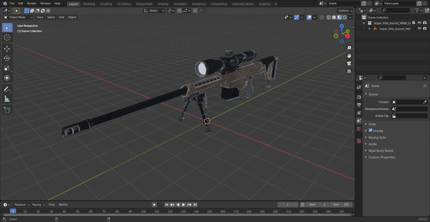 3D model Sniper Rifle Barrett M98B