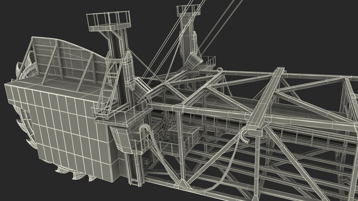 3D Mining Multi Bucket Wheel Excavator Rigged for Maya