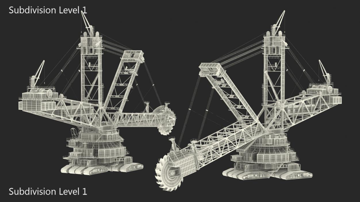 Mining Multi Bucket Wheel Excavator Rigged 3D