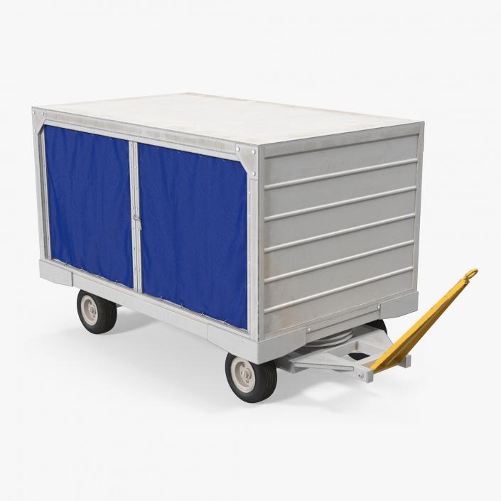 3D model Airport Baggage Cart Covered Rigged