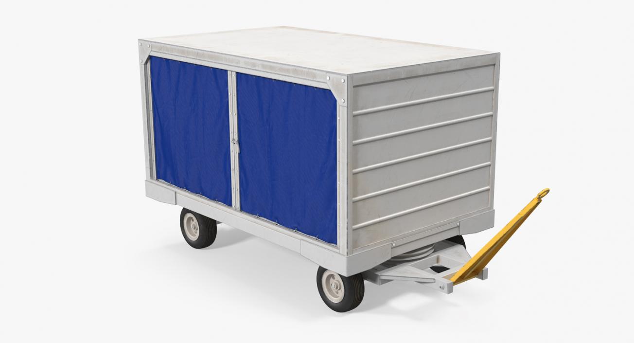 3D model Airport Baggage Cart Covered Rigged