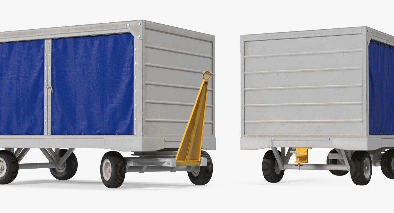 3D model Airport Baggage Cart Covered Rigged